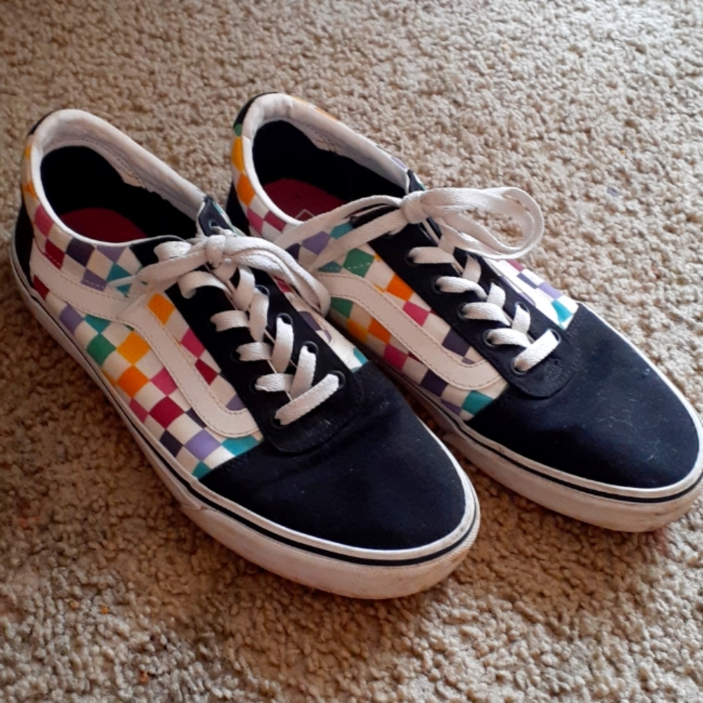 Women Size 11.5 Multi Color Checkered Vans